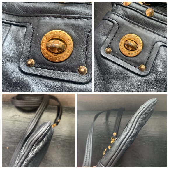 Marc Jacobs bag turn lock black leather gold stud - Picture 6 of 6